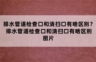 排水管道检查口和清扫口有啥区别？ 排水管道检查口和清扫口有啥区别图片